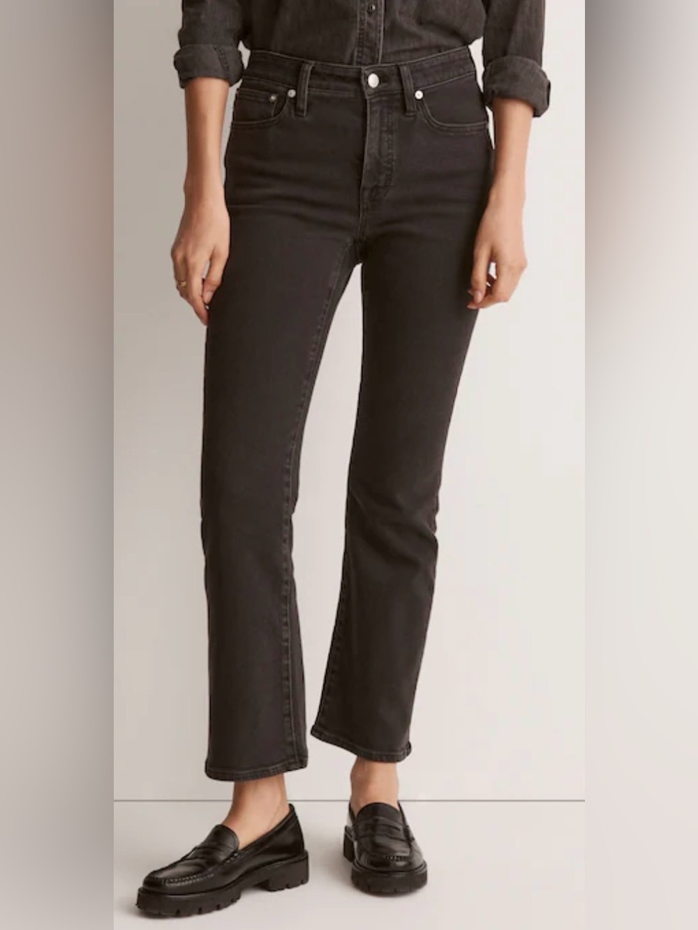 Women’s MADEWELL Black Wash Kick Out Crop Jeans size 31P